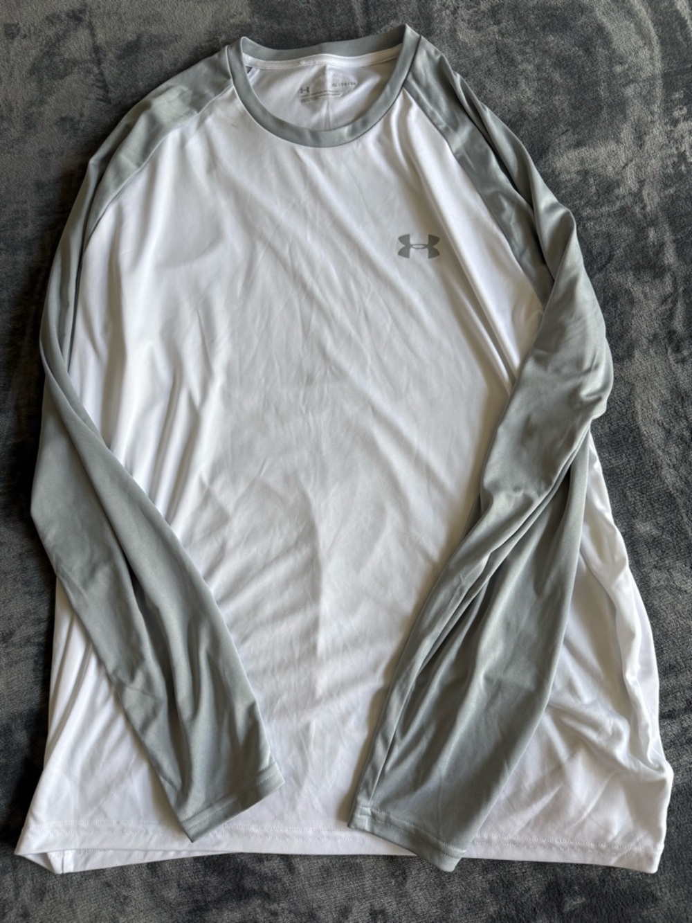 Under Armour UA Velocity Shirt Men's XL White Gray Long Sleeve Athletic